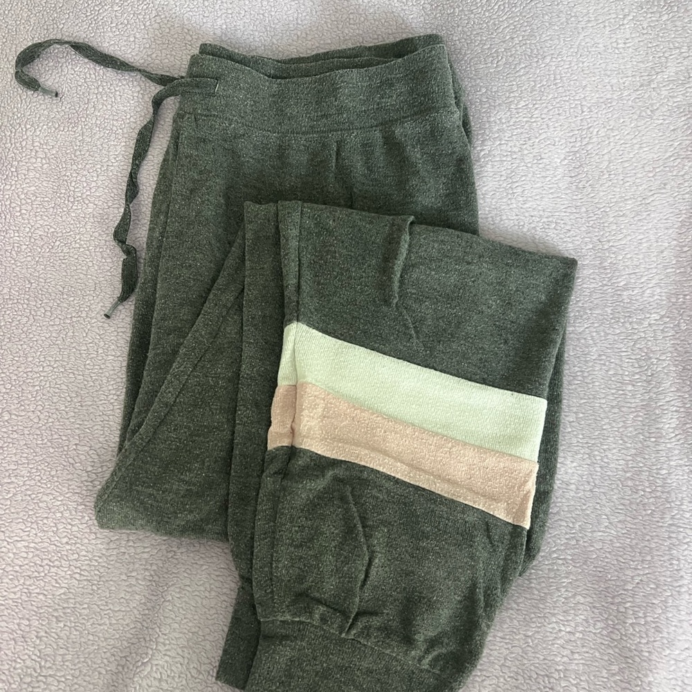 PJ Salvage Green Joggers with Side Stripe Detail